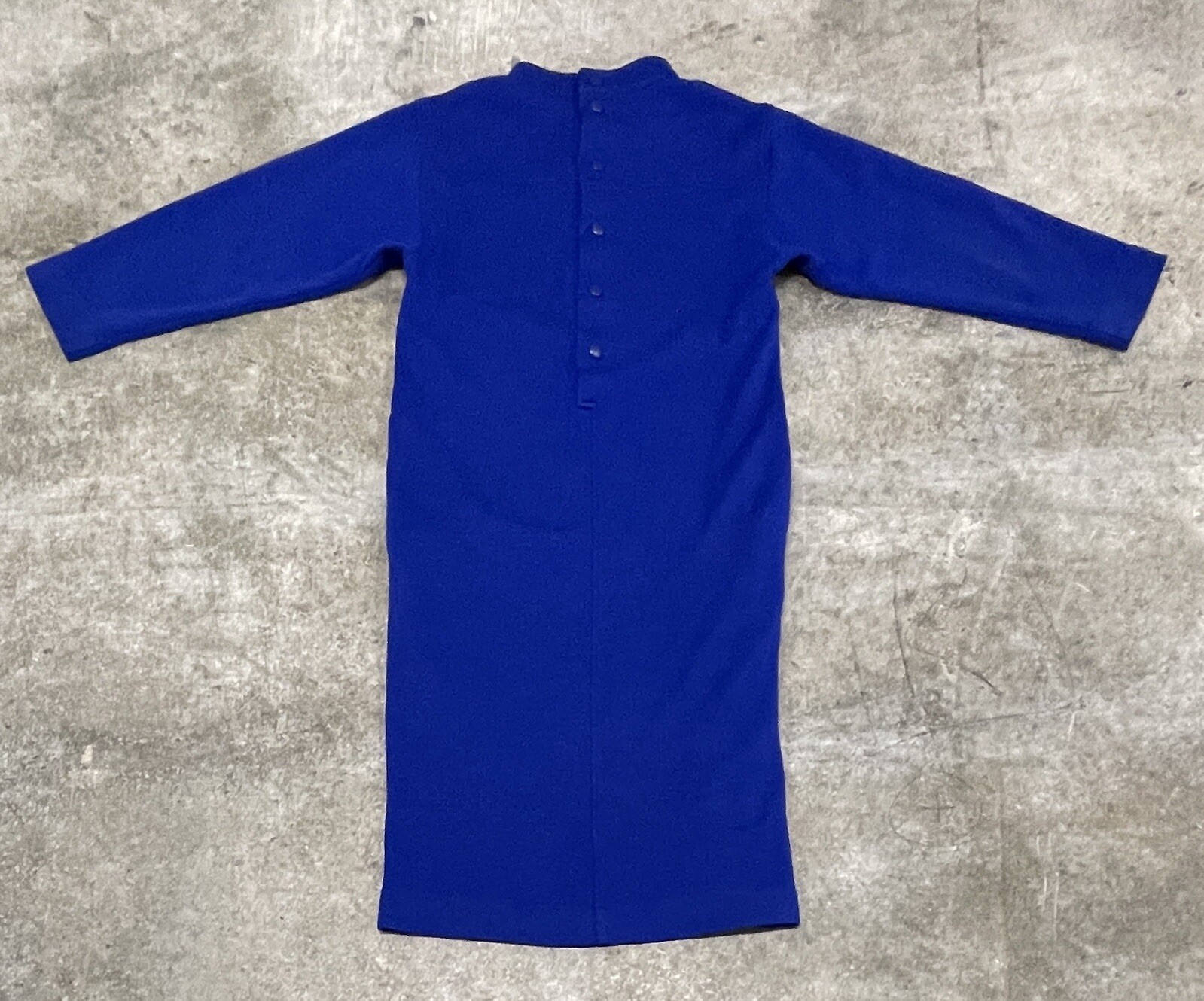 Abito lungo vintage Paris Designer YSL Yves Saint Laurent variante bottoni lana blu