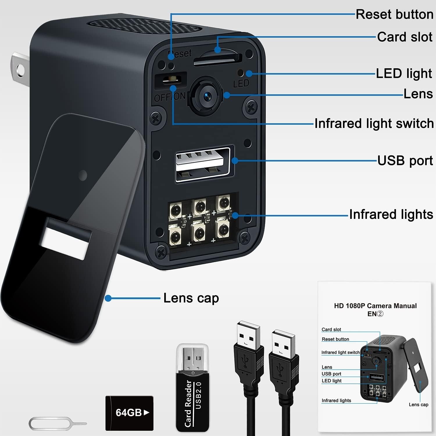 Spy Camera Hidden Camera, 20Hour Battery Life, WiFi Wireless Mini Spy