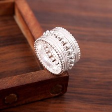 Solid 925 Sterling Silver Statement Ring Handmade Designer Gold Plated Jewelry