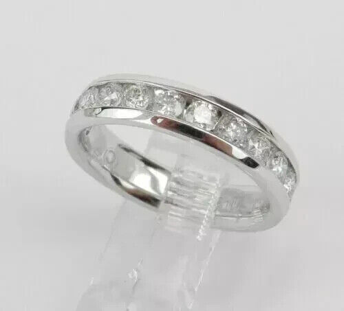 Real Moissanite 2Ct Round Cut Eternity Wedding Band Ring 14K White Gold Plated