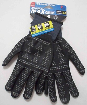 Midwest Advanced MAX Grip Coated Dotted Gloves Large L/XL 95GY Combo  Ship