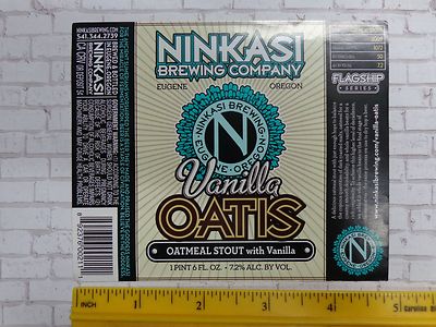 BEER Brewery LABEL ~ NINKASI Brewing Co Vanilla Oatis Oatmeal Stout ~ Eugene, OR