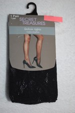 Womens Tights BLACK FASHION TIGHTS Net Material FLOWERS DESIGN Size 1 See Desc 
