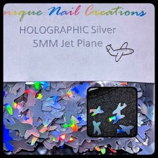 JET SHAPE HOLOGEAPHIC SILVER GLITTER Nail Acrylic Gel Body Art Face Festival