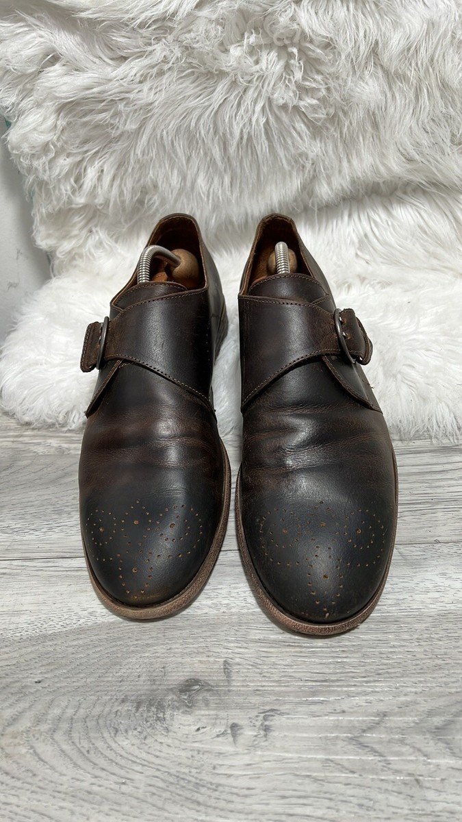 Robert Wayne Montana Oxford Shoes Mens 12 D Brown Distressed Leather Monk Strap Brown Dress Shoes Robert Wayne Footwear for Men for sale | eBay main image 3
