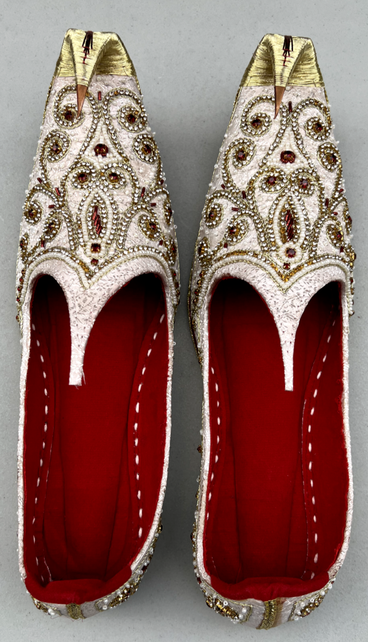 PANTOFOLA D’ORO Uomo matrimonio festa fatto a mano perline tradizionali lavoro pelle Khussa Mojari US 9