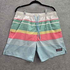 Vineyard Vines Men Swimwear M Blue Swim Trunks Striped Drawstring 5" Inseam READ