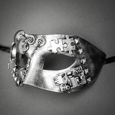 Silver Venetian Steampunk Prom Costume Halloweeen Party Masquerade Eye Mask NEW