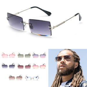 rectangular rimless sunglasses for mens