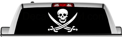 Rear window graphic view thru decal sticker, Skull, pickup truck SUV Van