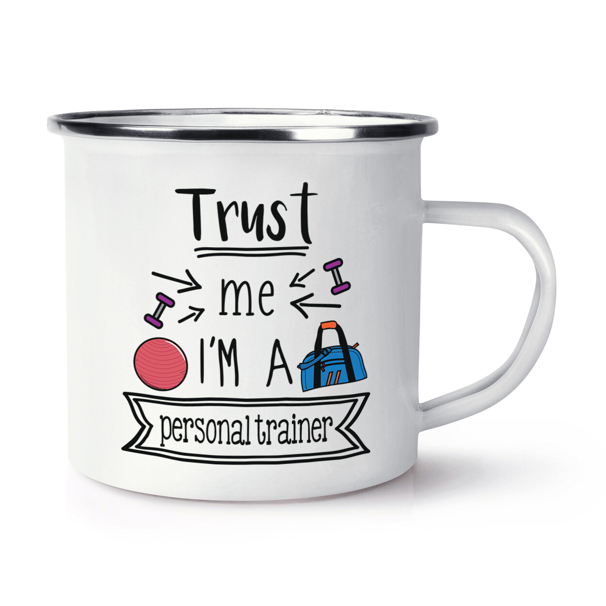 Trust Me I'm A Personal Trainer Enamel Mug Cup Best Awesome PT Training Gym