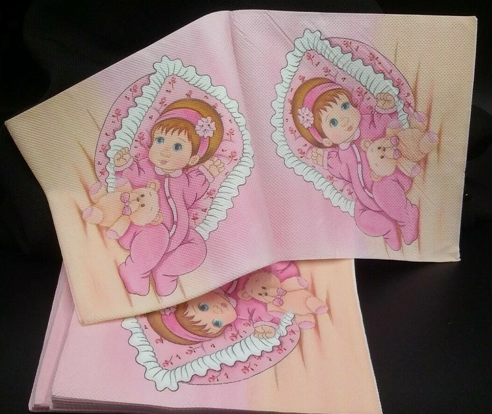 10 SERVILLETAS DE PAPEL ROSA, ducha de bebé, bautizo, bautismo, suministros para fiestas, bautizo Foto 2 de 4