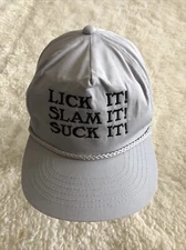 Vintage Tequila Novelty Cap Hat “Lick It! Slam It! Suck It! Gray Adjustable