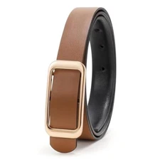 Women Reversible Leather Belt for Pants Jeans Ladies Waist Belt for Dresses Top
