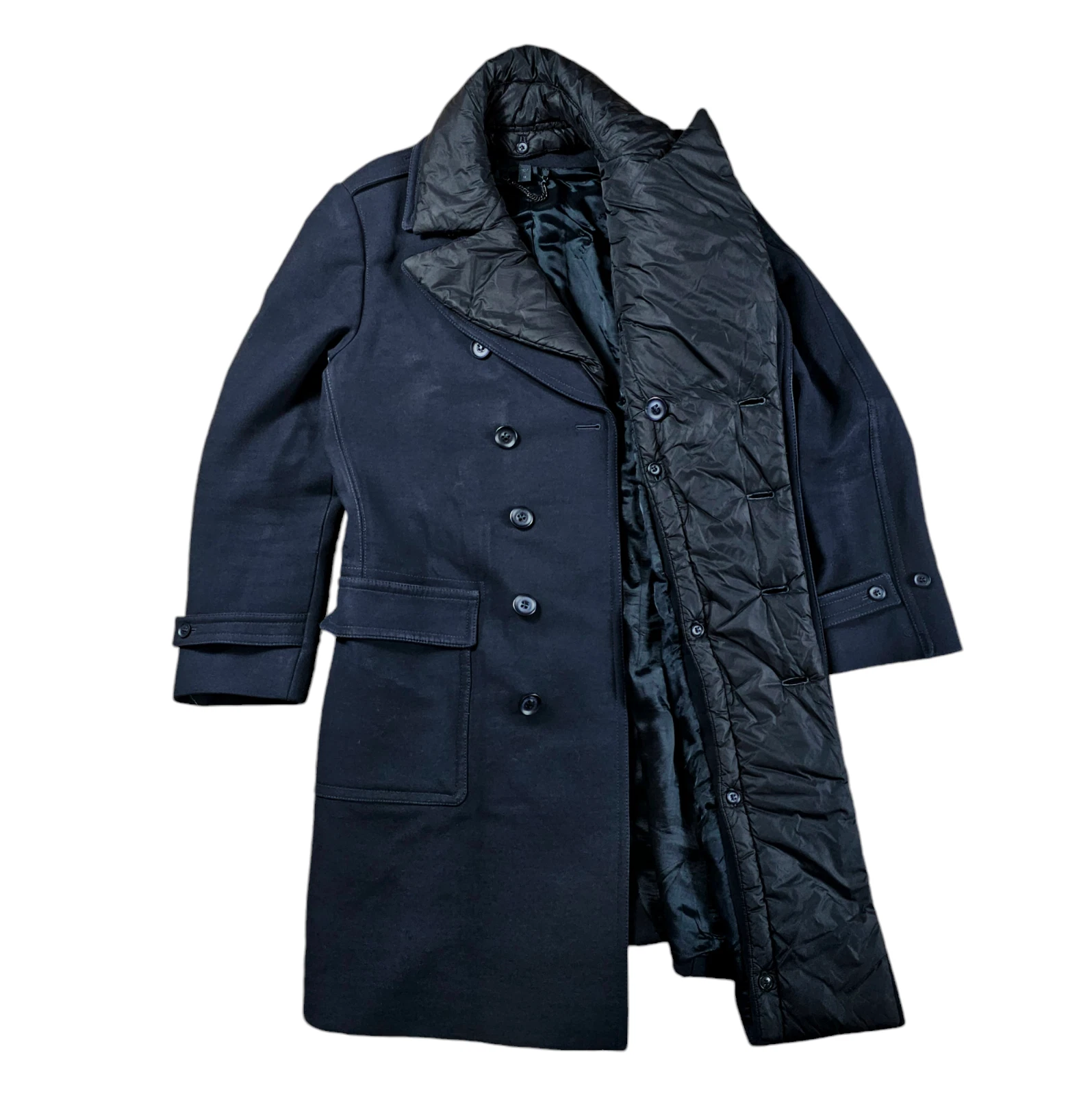 CAPPOTTO PESANTE BURBERRY PRORSUM LANA NAVY CON FODERA IMBOTTITA UOMO 56 ITALIA