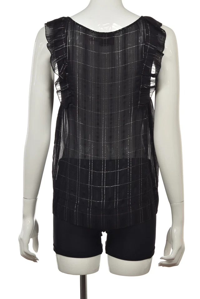 Blusa sin mangas Juicy Couture para mujer talla S negra a cuadros metálica Foto 2 de 4