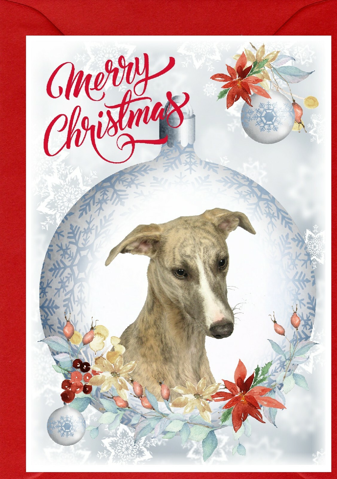 Whippet Dog A6 (4" x 6") Christmas Card (Blank inside) Design by ...
