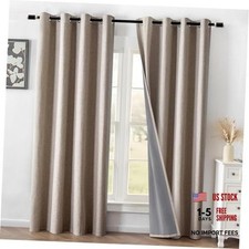 100 Blackout Curtains 2 Panels Set, 52"W x 84"L Pack of 2 Grommet  Beige