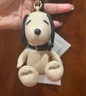 NWT Coach X Peanuts Snoopy Collectible Bag Charm Leather In Brass