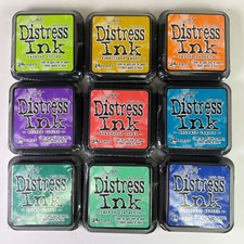 Lot of 9 Tim Holtz Ranger Distress Ink Pads Full Size 3x3 New Sealed Mixed