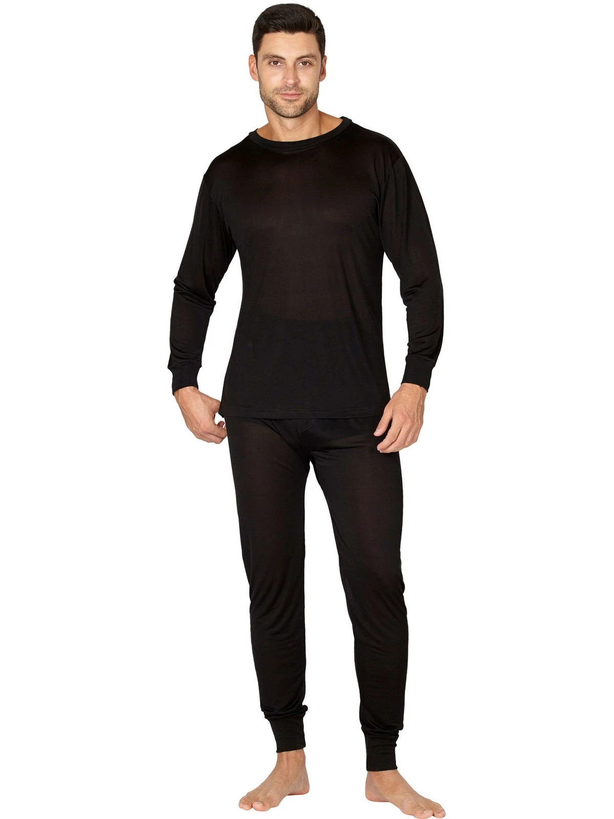 Intimo Mens Classic Silk Knit Long Johns, Ecru, Small