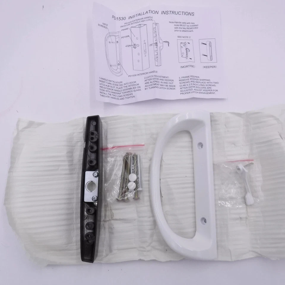 Juego de manijas de puerta correderas para patio blanco/negro sin llave reversibles 3-15/16" mortaja Foto 2 de 4