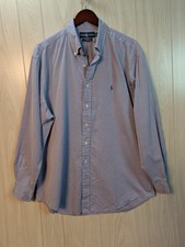 Ralph Lauren Yarmouth Button Front Cotton Shirt Size 17 34/35 Blue Long Sleeve
