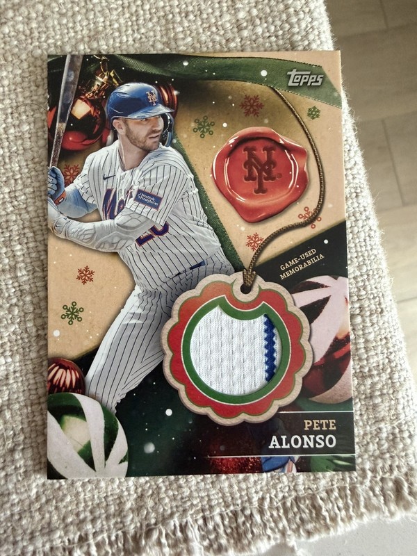Pete Alonso 2024 Topps Holiday Patch #RC-PA Game Used Patch see photos