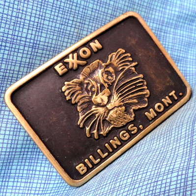 1980s Exxon Refinery Billings Montana Belt Buckle Gas Oil Vtg Anacortes  .GMP596