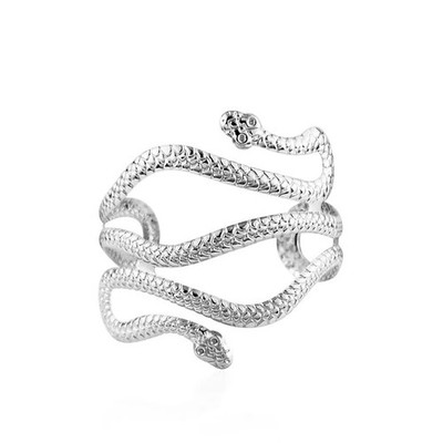 Silver Plated Snake Bracelet for Women Boho Punk Upper Arm Cuff Bracelet Bangle