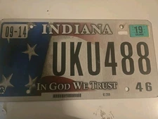 Expired 2019 Indiana License Plate #UKU 488