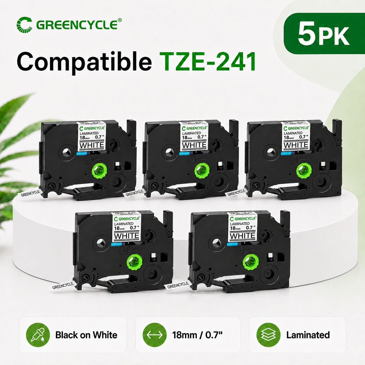 5x TZe241 TZ-241 Black White 18mm Label Maker Tape for Brother PT-P750W