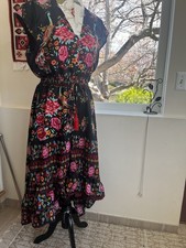 Silk Dress Size M Black With Floral Print