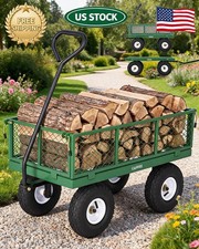 Heavy Duty 400 lbs Steel Garden Cart Wagon Utility Yard Cart 10" All-Terrain