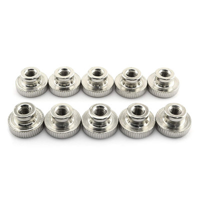 10Pcs M6 Knurled Thumb Nuts with Collar 3D Printers Parts, Nickel Plating, 1Mm P