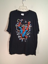 NWT Marvel Spiderman Christmas Tee Jingle T-Shirt Crew Neck Black Size XL Mens