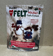 Bucilla Felt Holiday Creations Ornament Kit Set of 2 Snowman Angel 83585