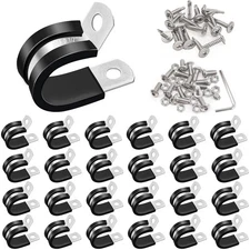 50PCS 1/2 Inch Cable Clamps 304 Stainless Steel Rubber Cushion Insulated Wire Cl