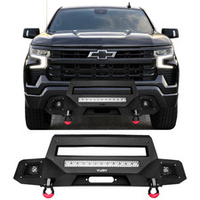 Front Bumper Led Lights D-rings Winch Plate For 2019-2022 Chevy Silverado 1500