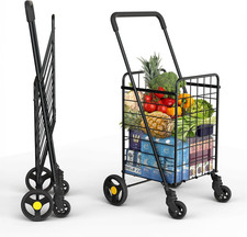 Shopping Cart 360 Swivel Wheels Foldable Collapsible Lightweight Perfec