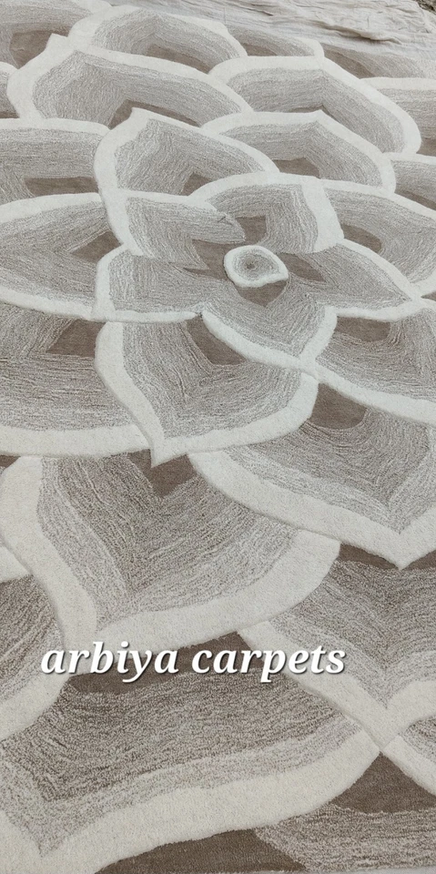 Ivory rose Hand Tufted Rug 100% Wool Rugs For Living Room Bedroom Hallway Rugs - Image 3 of 4