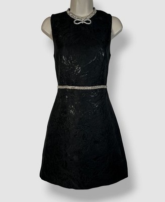 Alice + Olivia Women's Black Ellis Brocade A Line Dress Size 2