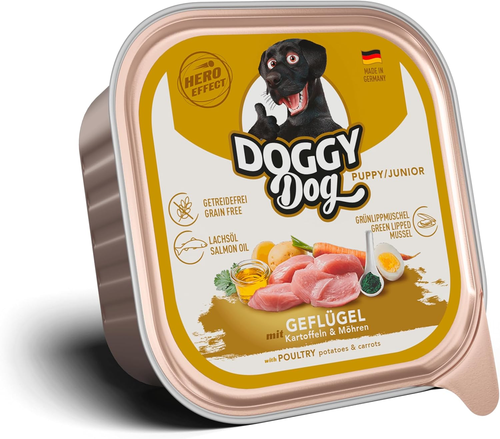 DOGGY Dog Paté Geflügel Puppy Junior Nassfutter 150g-800g verschiedene Sorten - Afbeelding 1 van 17