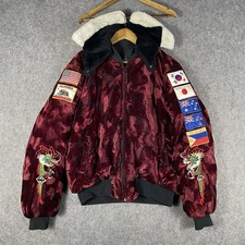 VTG 70s Korea Souvenir Jacket Satin Dragon Embroidered Bomber Sukajan Mens XL