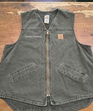 Carhartt Vest Mens Large Moss Green Sherpa Fleece Lined Workwear V13MOS