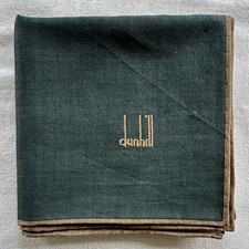 Dunhill Vintage Handkerchief Plain Dark Green Cotton Classic Pocket Square 19"