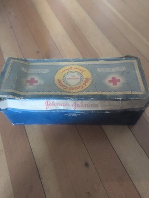 Rare Vintage 1930s Johnson & Johnson Red Cross Small Size Cotton Box 