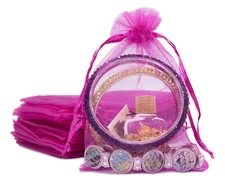 TheDisplayGuys 100-Pack 4x6 Hot Pink Sheer Organza Gift Bags with Drawstring,...