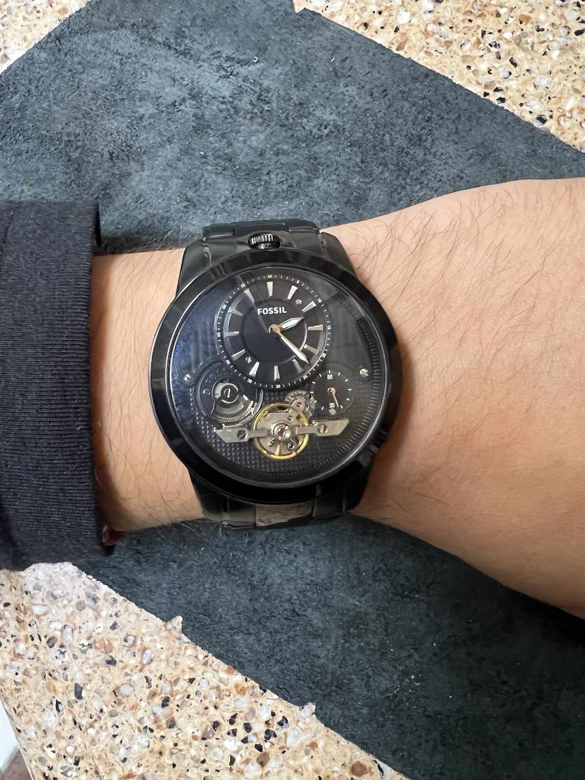 Fossil Black Skeleton Automatic Mechanical Men's … - image 1