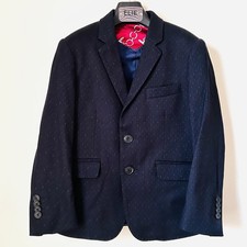 Elie Balleh Boys Blazer Jacket Size L 6/7 Navy Pattern Milano, ITALY
